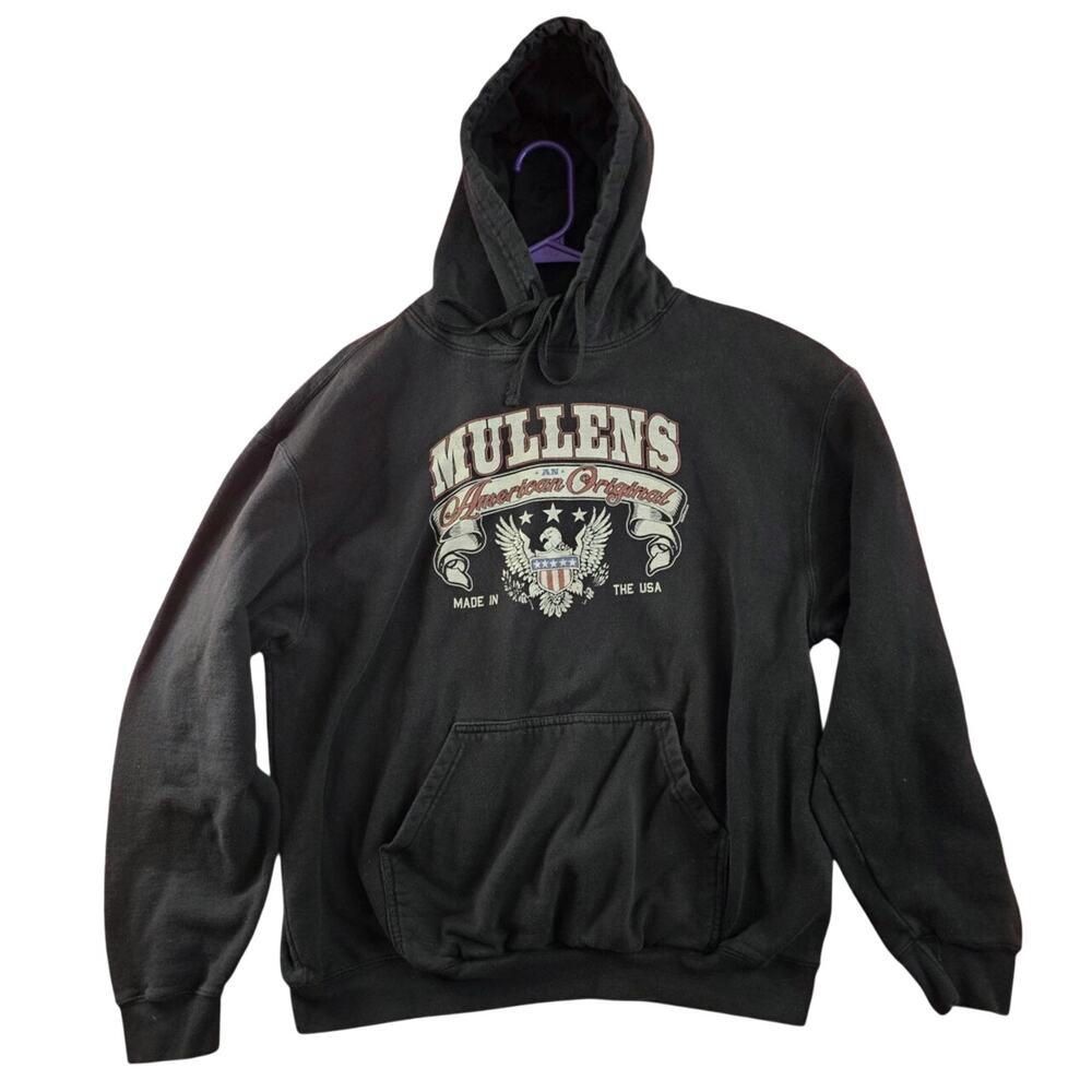 Vintage Y2k Graphic Hoodie Grunge Fade Americana Eagle Black Sweatshirt